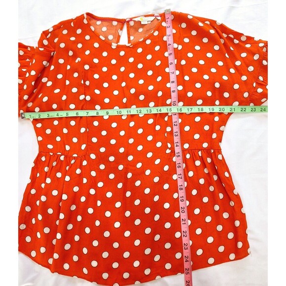 Boden Shirt Womens Red White Polka Dot Ruffle Classic Preppy Tee Size 8 - Picture 3 of 5